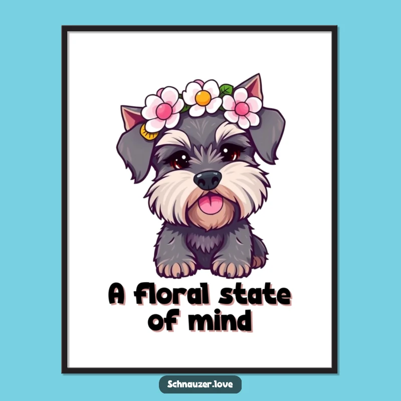 Funny Schnauzer Flower Crown Digital Print: Instant Joyful Decor