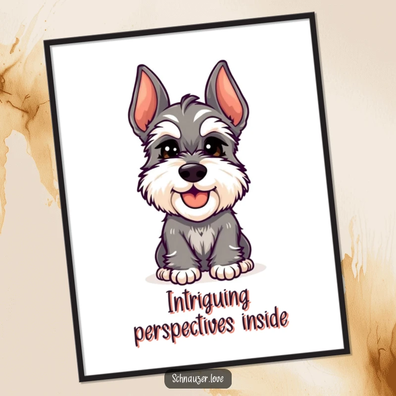 Funny Schnauzer Digital Art: A cheerful schnauzer tilts its head inquisitively, creating charming and adorable wall art for instant decor.