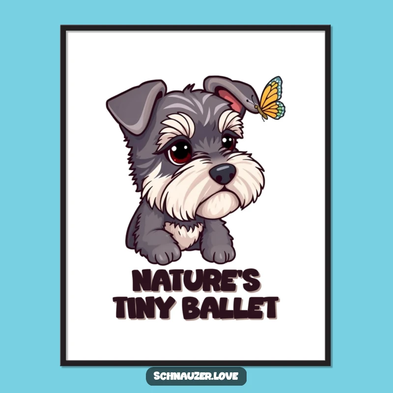 Funny Schnauzer Butterfly Watch Digital Print: Instant Nature & Dog Art