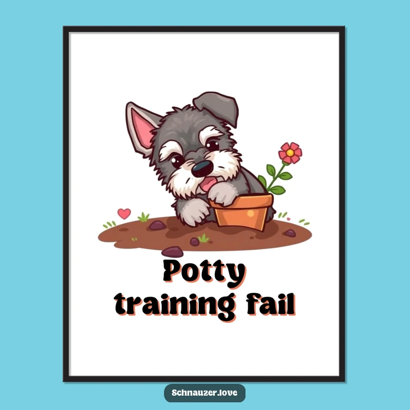 Funny Schnauzer Digital Art: Instant Download of Garden Mischief