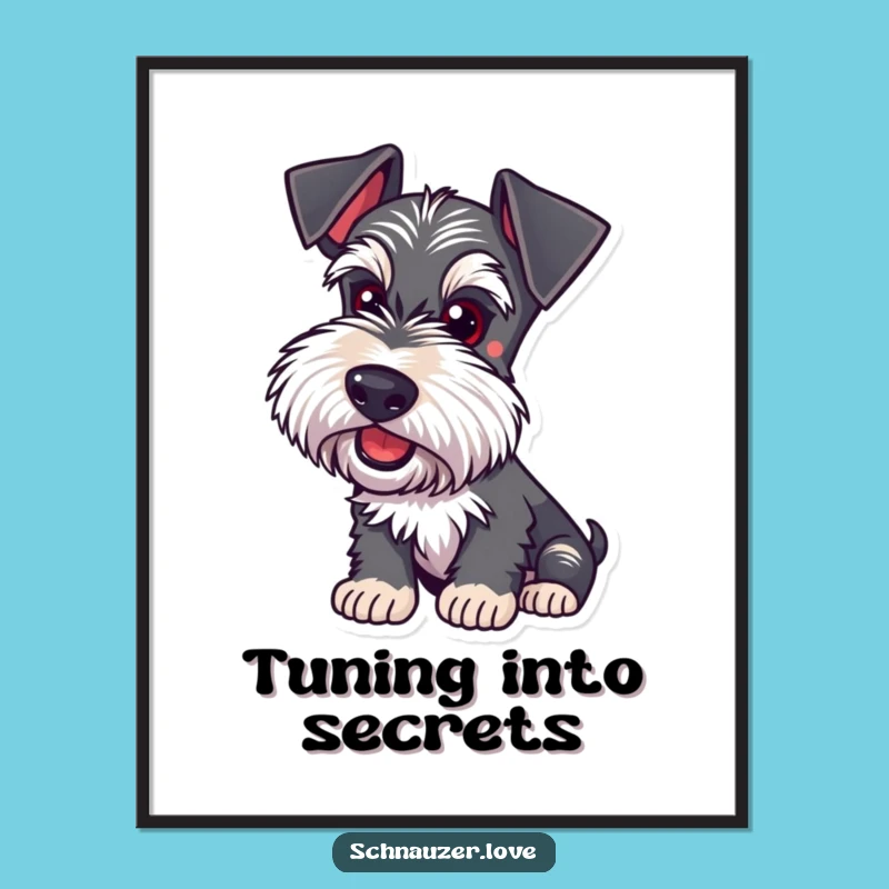 Funny Schnauzer Listening Digital Art: Attentive Dog Art for Focused Spaces