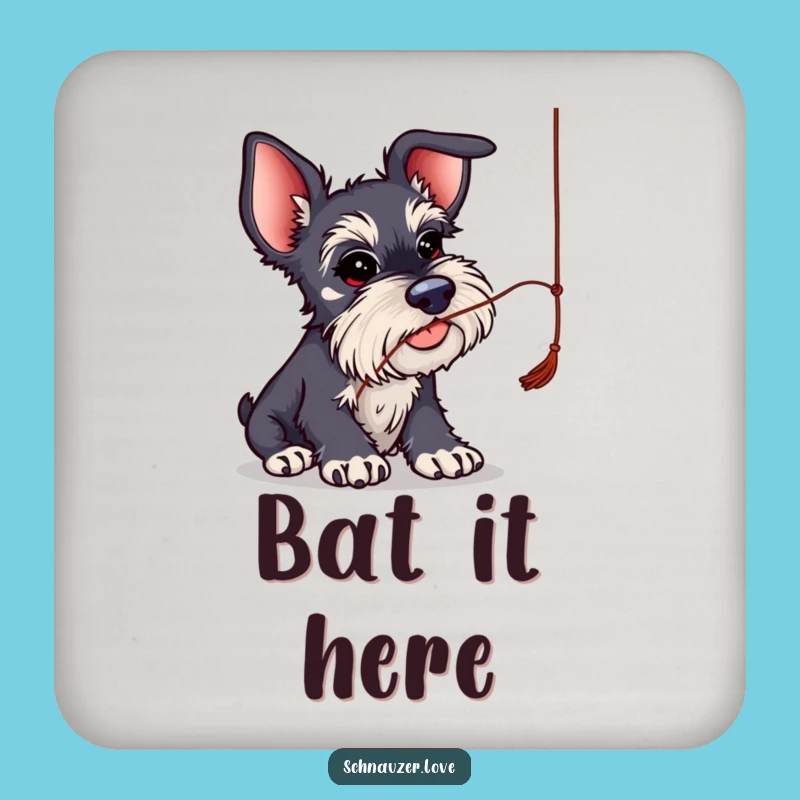 Funny Big Ear Schnauzer String Play Coaster Set: Protect Surfaces with Whimsical Canine Charm