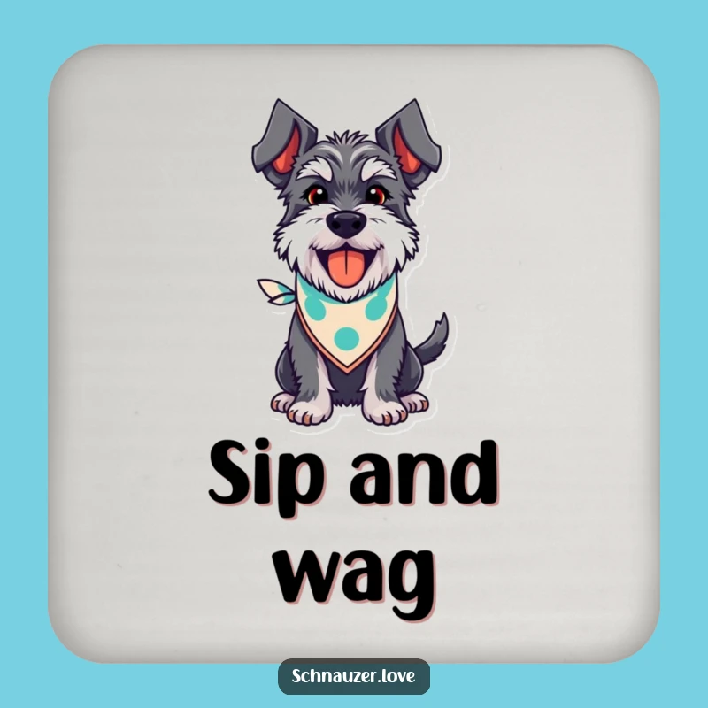Funny Schnauzer Bandana Drink Coaster, Humorous Dog Gift Set