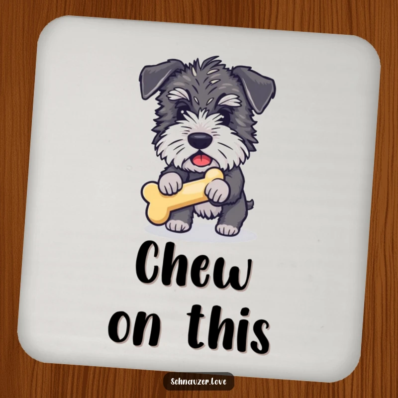 Funny Schnauzer Coasters: A schnauzer ready to fetch a bone, adding humorous protection to your tables.