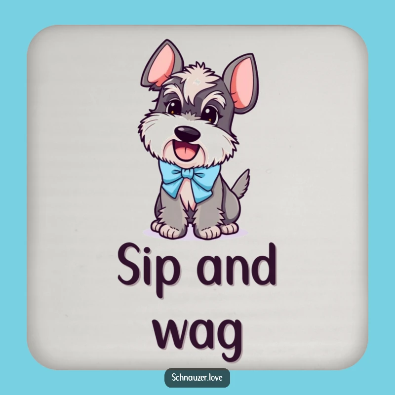 Funny Schnauzer Bow Coaster Set: Protect Surfaces with Humorous Dog Art
