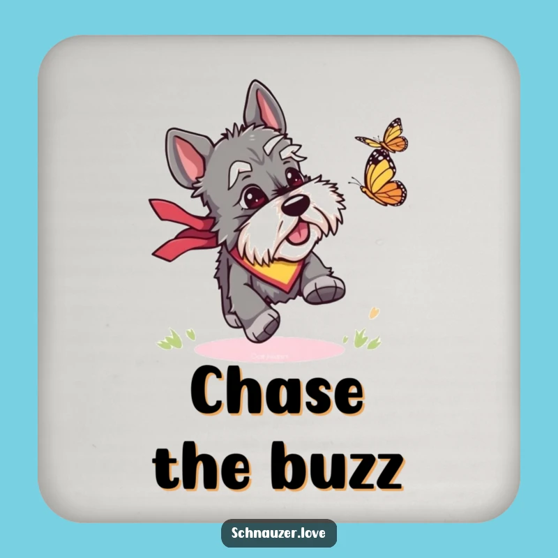 Funny Schnauzer Butterfly Coaster Set: Protect Surfaces with Playful Pups, Gift