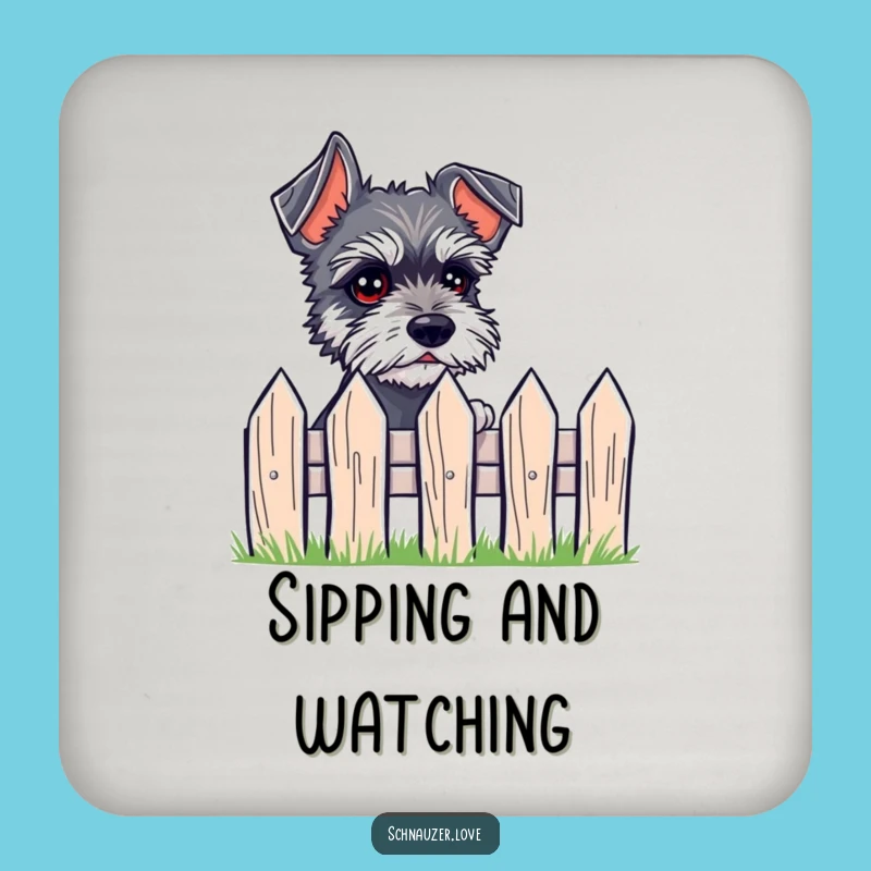 Funny Schnauzer Coaster, Peeking Eyes Drink Protector Gift