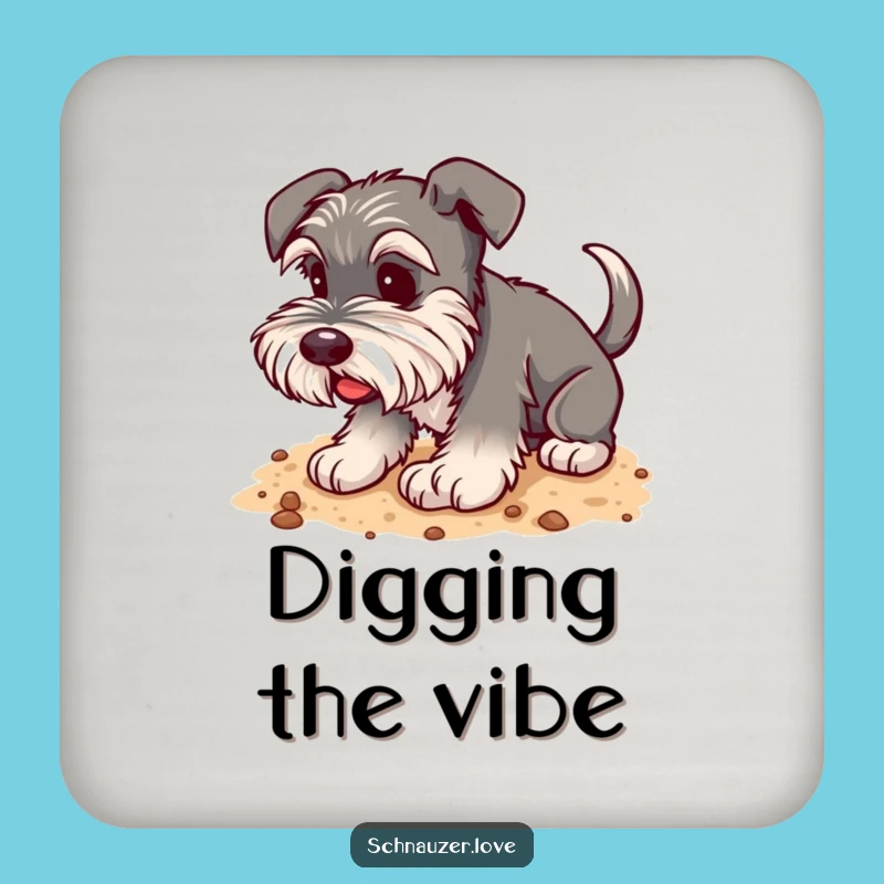Funny Schnauzer Digging Coaster Set: Happy Dog Protection, Essential Funny Gift