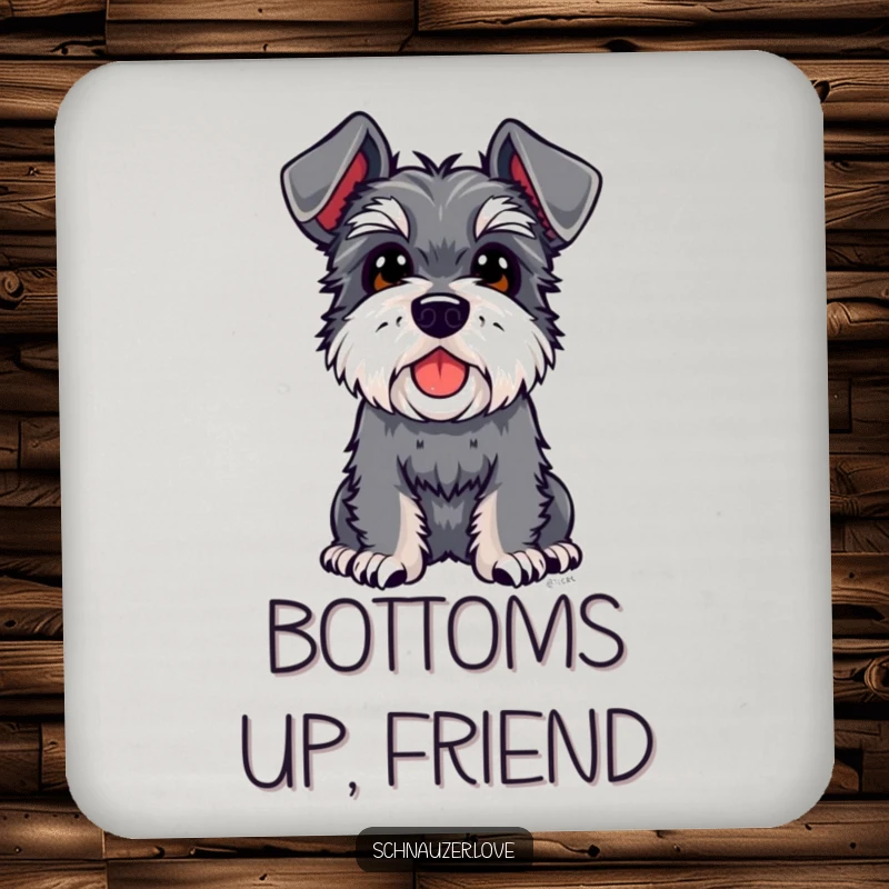 Funny Schnauzer Coaster: A schnauzer with floppy ears looks up curiously, adding a touch of humorous charm to protect your surfaces.