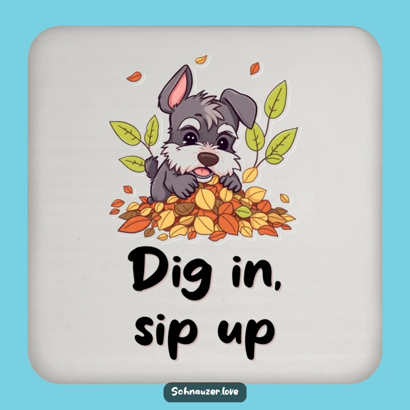 Funny Schnauzer Leaf Coasters: Protect Surfaces with Autumn Dog Humor