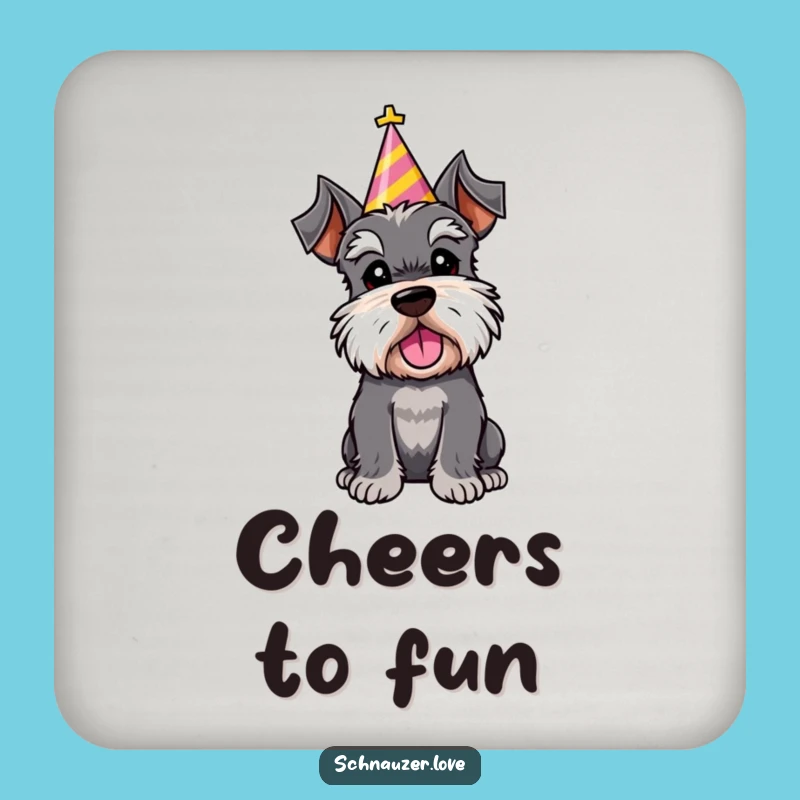 Funny Schnauzer Party Hat Coaster: Protect Surfaces with Festive Charm