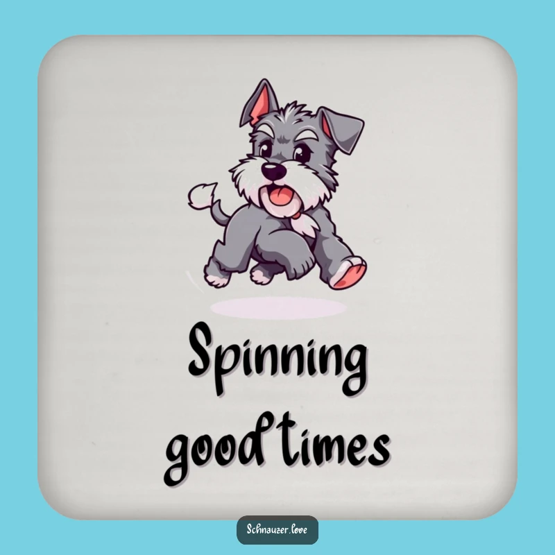Funny Schnauzer Tail Coaster: Protective Playful Dog Chasing Tail, Humorous Pet Drink Accessory Gift