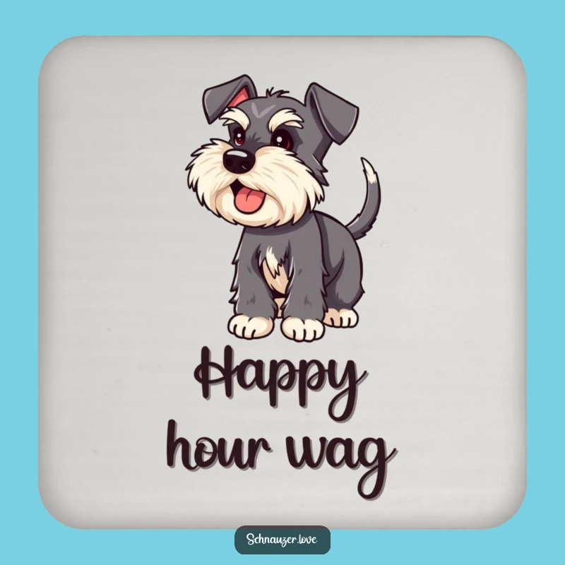 Funny Schnauzer Coasters (Set of 4) - Protect Tables with Wagging Tail Fun