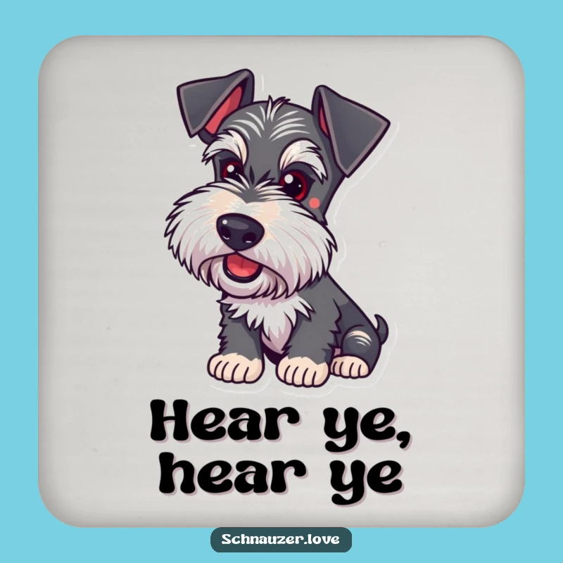 Funny Schnauzer Listening Coaster Set: Protect Surfaces with Attentive Dog Art