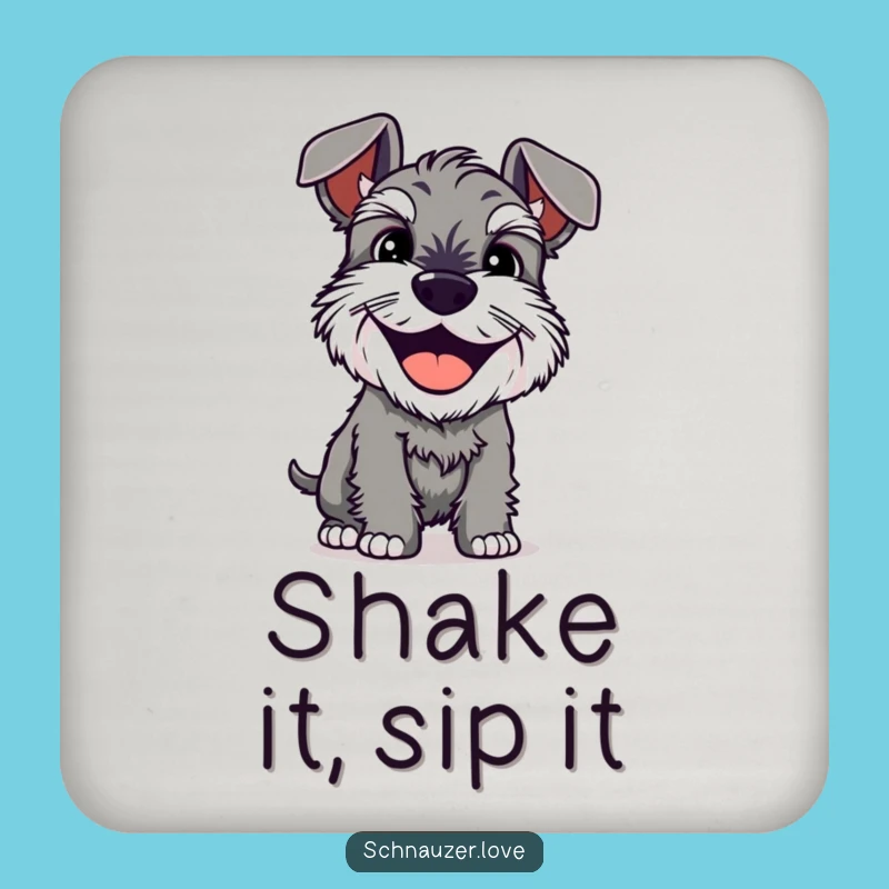 Funny Schnauzer Coaster: Shaking Grin for Hilarious Gift