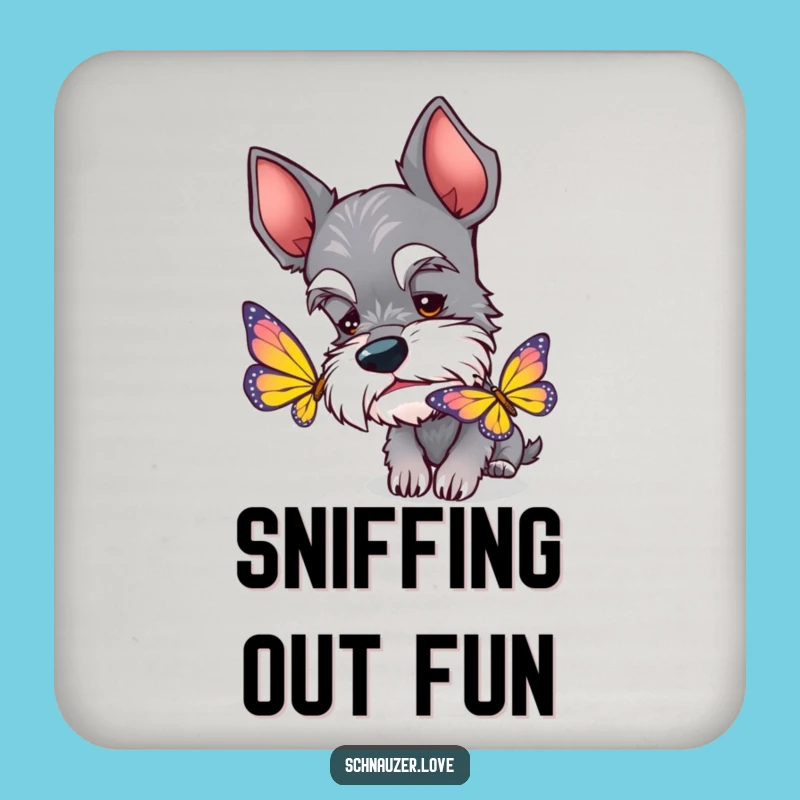 Funny Schnauzer Butterfly Coaster Set: Protect Surfaces with Curious Dog Charm, Funny Gift