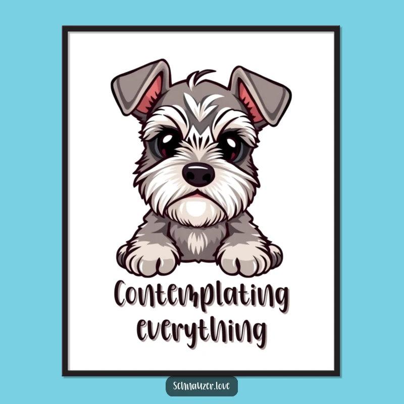 Funny Schnauzer Poster, Curious Eyebrows Art for Puzzled Gift