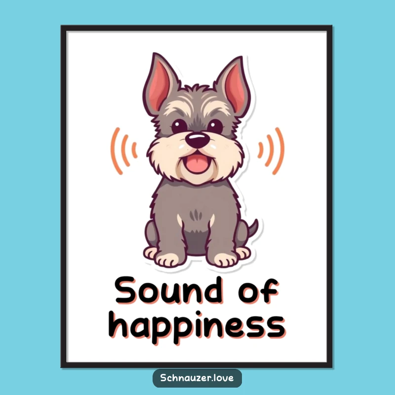 Funny Schnauzer Bark Poster, Sound Wave Silhouette Art Gift