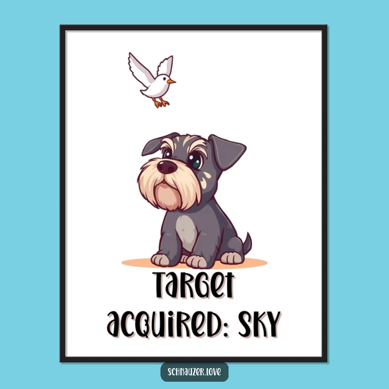 Funny Schnauzer Bird Alert Poster: Keen Dog Art Print, Ideal Funny Gift for Decor