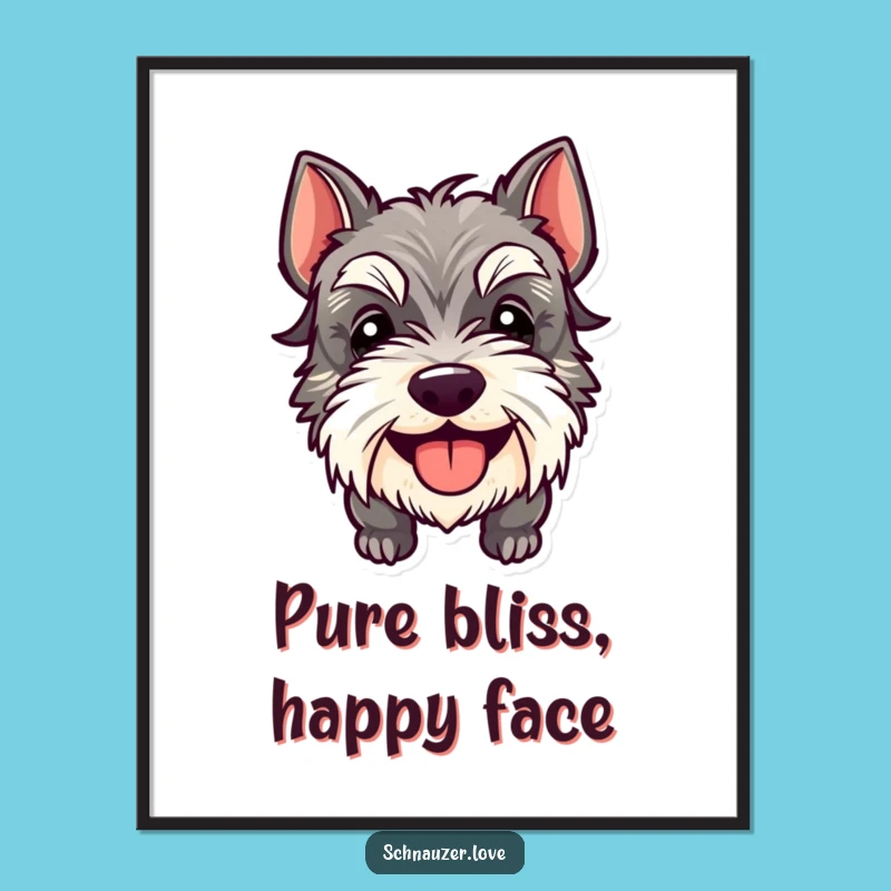Joyful Schnauzer Tongue Out Poster: Happy Dog Art, A Whimsical Funny Gift