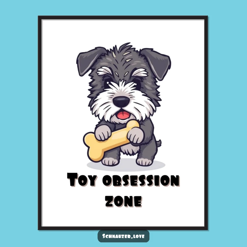 Funny Schnauzer Bone Fetch Poster: Adorable Dog Art for a Humorous Home Decor