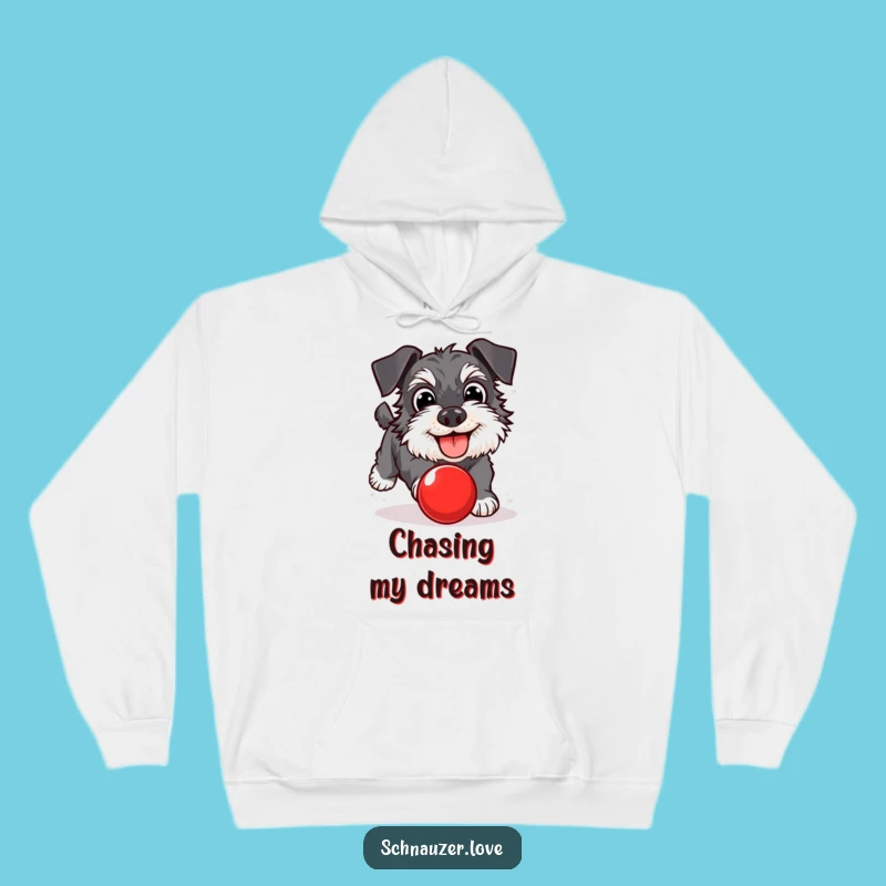 Cozy Funny Schnauzer Ball Chasing Hoodie: Warmth for Playful Souls