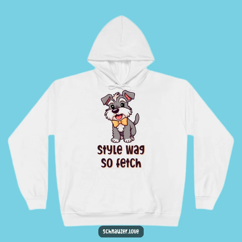 Cozy Funny Schnauzer Bow Hoodie: Excited Dog Wagging Tail for Ultimate Comfy Gift