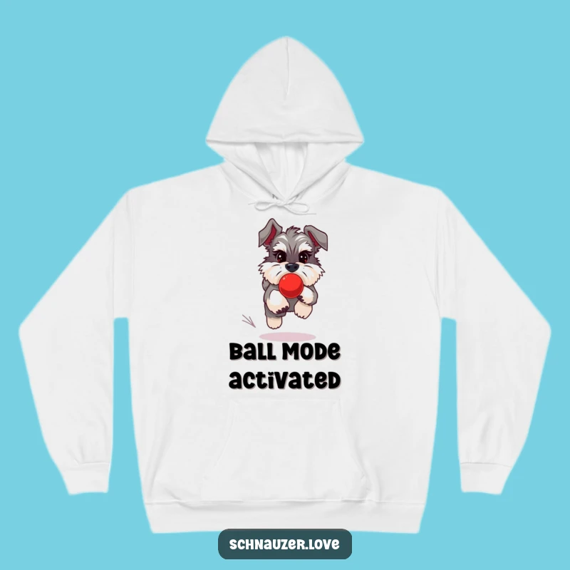 Funny Schnauzer Ball Chase Hoodie - Cozy Dog Lover Gift for Active Souls
