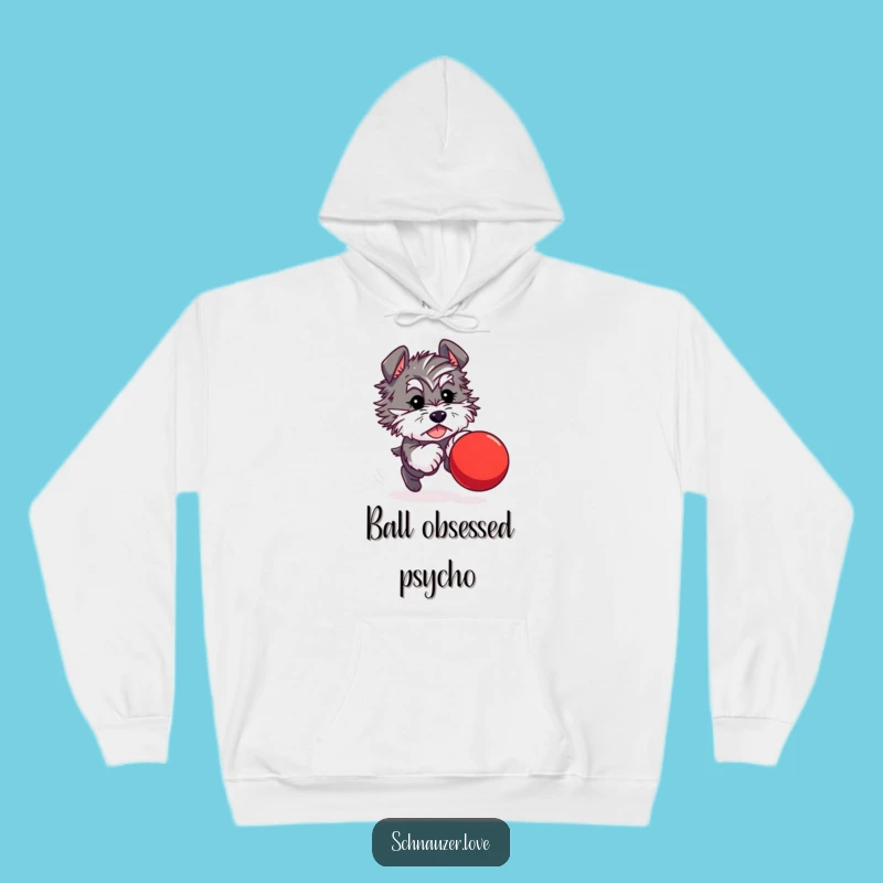 Funny Schnauzer Ball Chase Hoodie: Cozy Up with Canine Craziness