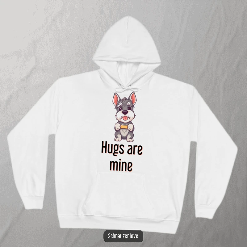 Funny Schnauzer hoodie showcasing a proud schnauzer clutching a small bone, perfect for a cozy and humorous gift.