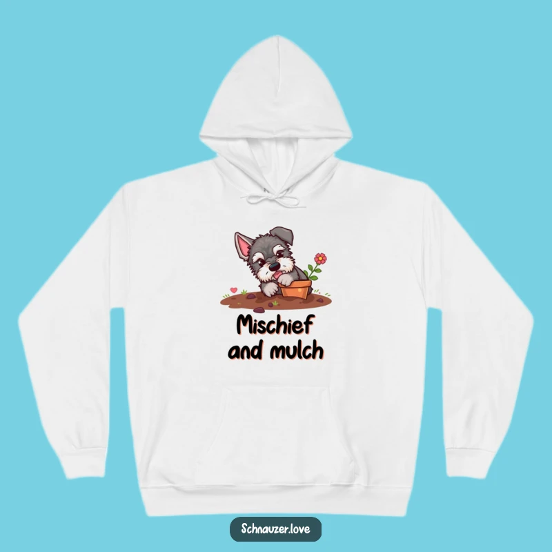 Cozy Funny Schnauzer Hoodie: Warm Mischievous Dog Gardener Sweatshirt