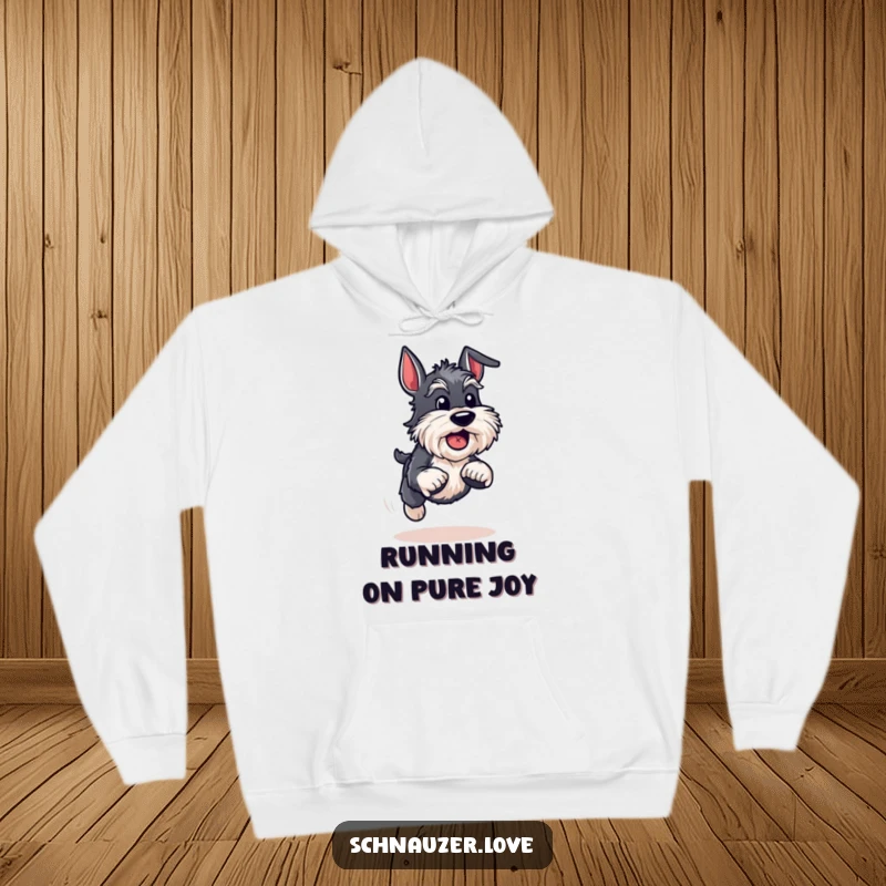 Funny Schnauzer Hoodie: An energetic schnauzer runs with a ball, radiating pure joy and a hilarious love for playtime.