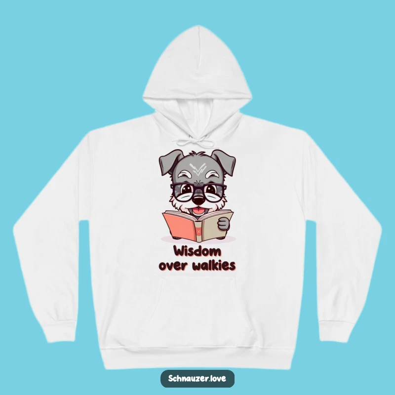Funny Schnauzer Reading Hoodie: Cozy Smart Dog with Glasses, Warm Humorous Book Lover Gift