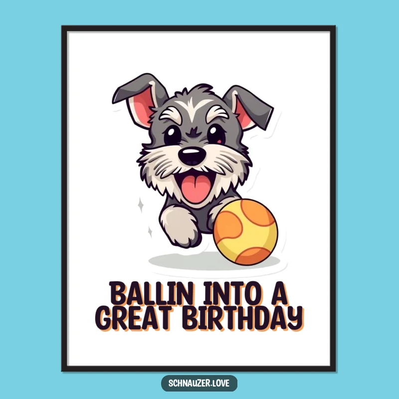Lively Free Printable Wall Art: Schnauzer Chasing Ball - Playful Home Decor