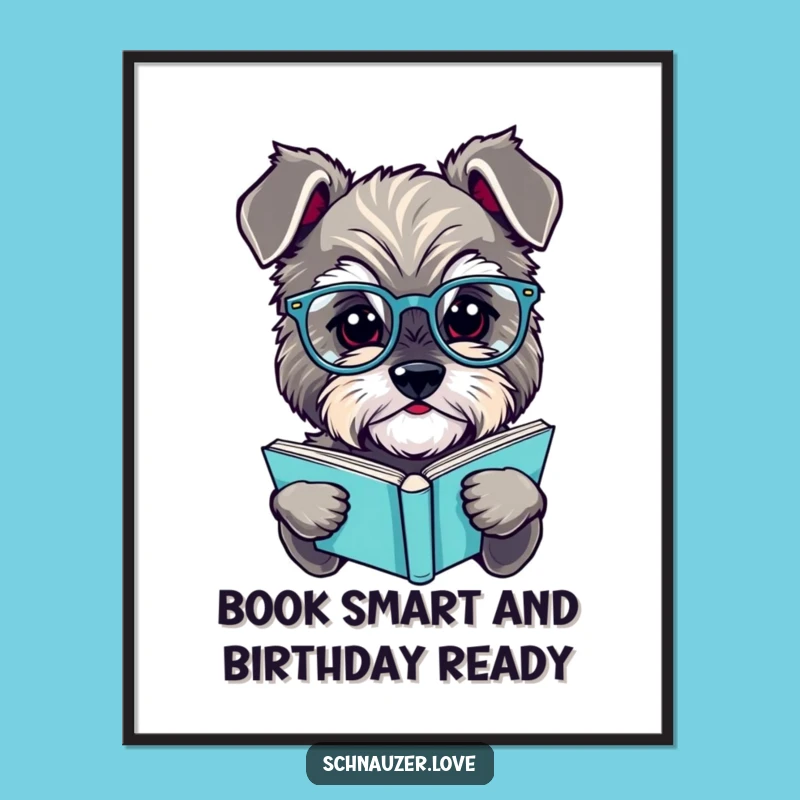 Charming Free Printable Wall Art: Spectacled Schnauzer Reads Book - Literary Decor