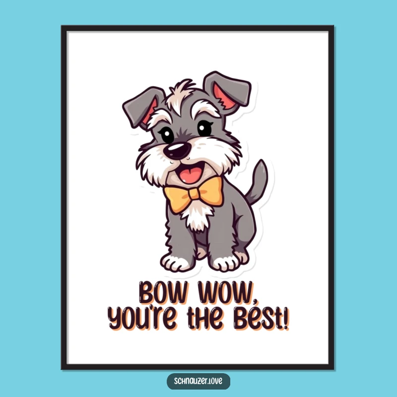Free Printable Schnauzer Wall Art: Excited Dog Wagging Tail, Funny Downloadable Decor
