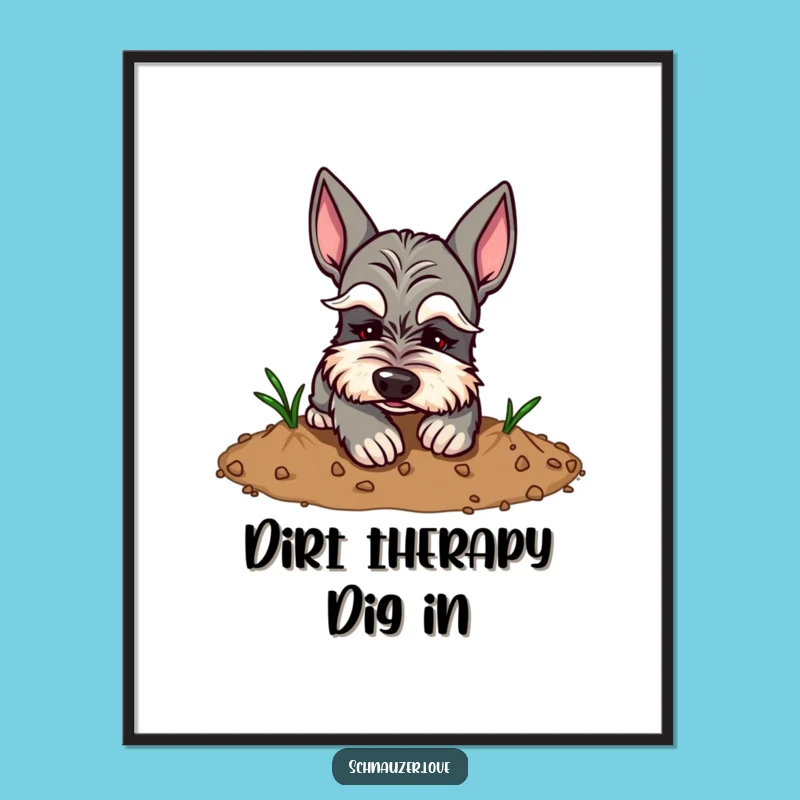 Schnauzer Digging Art Free Printable: Funny Eyebrows Dog Wall Decor