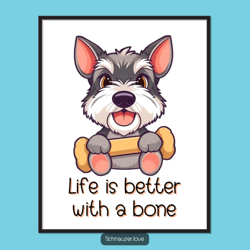 Free Printable Funny Schnauzer Hopeful Wall Art - Eager Dog Downloadable Decor