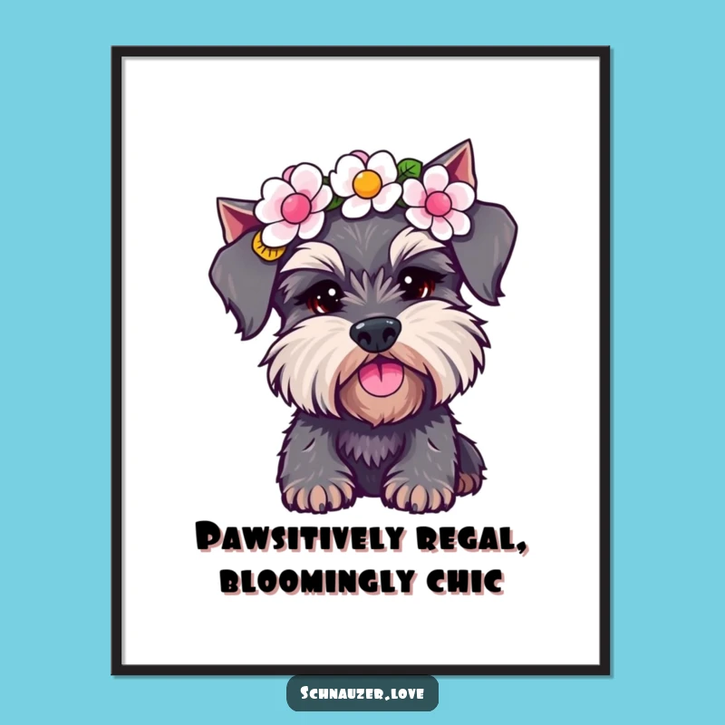 Free Printable Schnauzer Wall Art: Funny Flower Crown Dog Decor Download