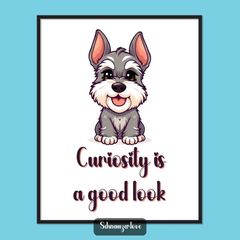 Free Printable Wall Art: Head-Tilting Schnauzer - Funny Downloadable Dog Art