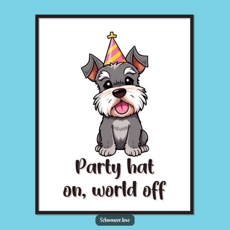 Free Printable Wall Art: Schnauzer Party Hat - Cute Downloadable Decor