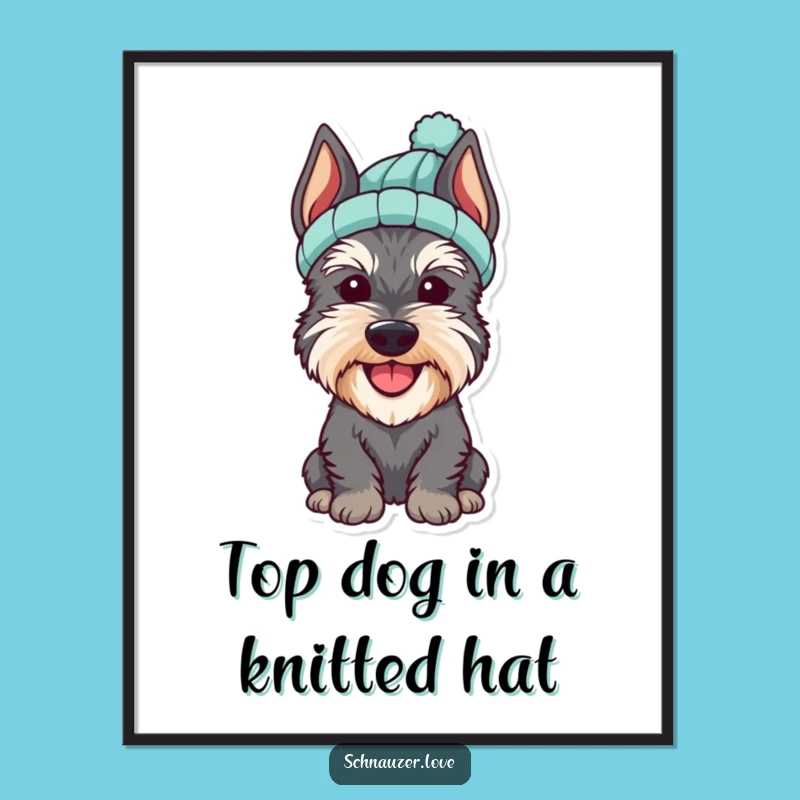 Funny Free Printable Wall Art: Cheerful Schnauzer Hat, Adorable Downloadable Decor