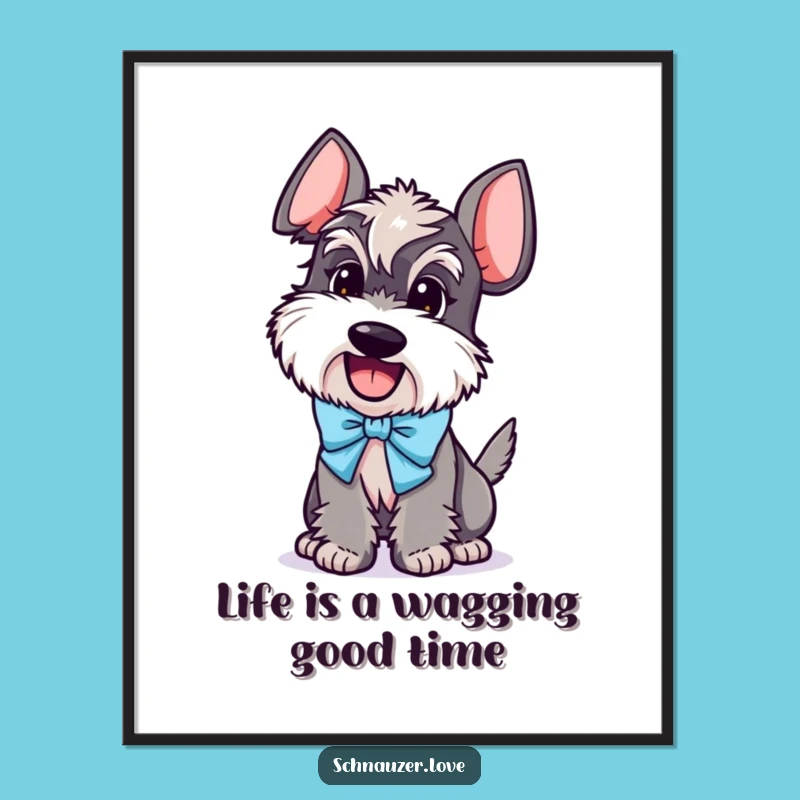Free Printable Schnauzer Wall Art: Funny Dog Bow Tail Wagging Decor