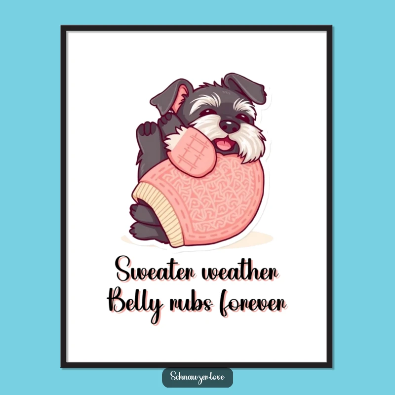 Schnauzer Sweater Art Free Printable: Cozy Dog Rolling for Rubs