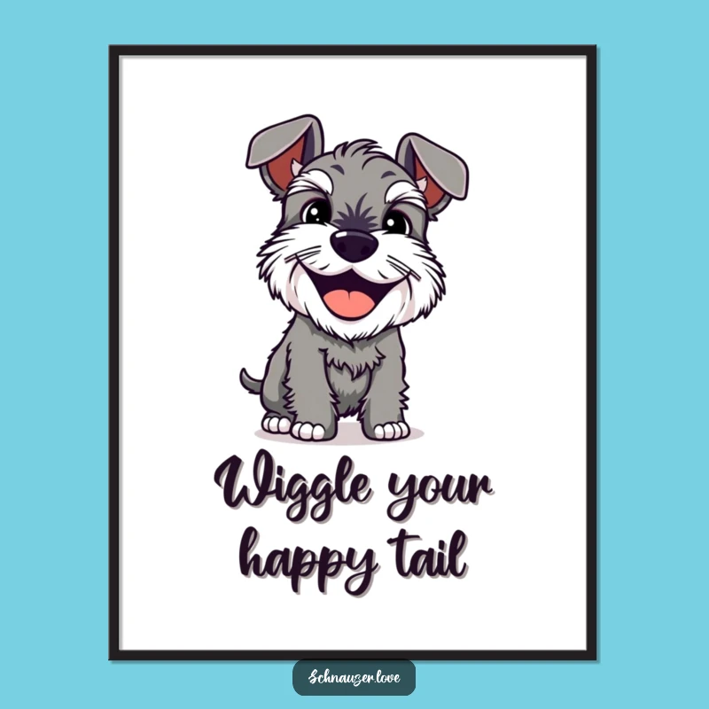 Funny Free Printable Schnauzer Art: Happy Shake Downloadable Decor