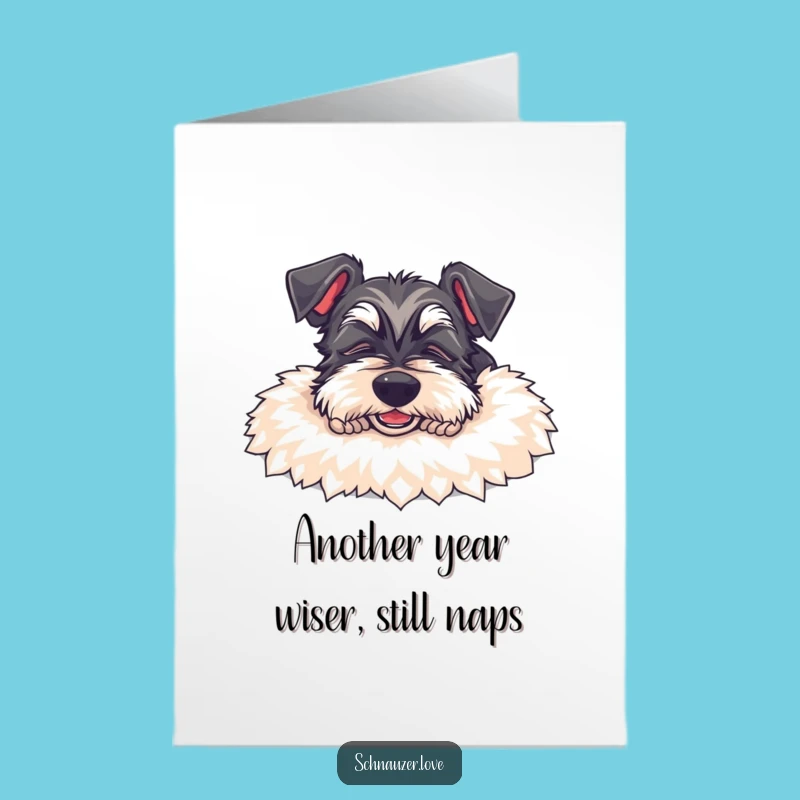 Funny Schnauzer Birthday Card Free Printable: Snoozing Doggy Downloadable Greeting for a Relaxed Celebration