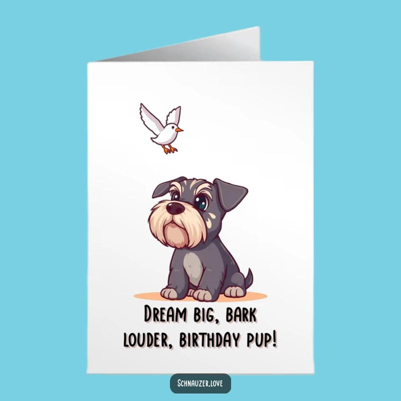 Funny Schnauzer Birthday Card Free Printable: Alert Doggy Downloadable Greeting for a Wild Celebration