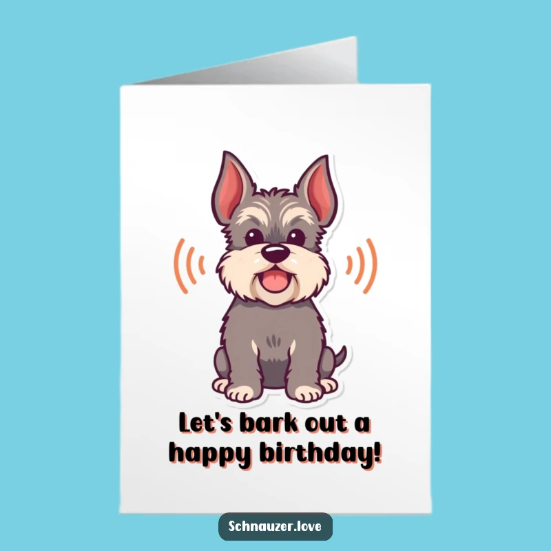 Free Printable Birthday Card: Barking Schnauzer Silhouette Downloadable Gift