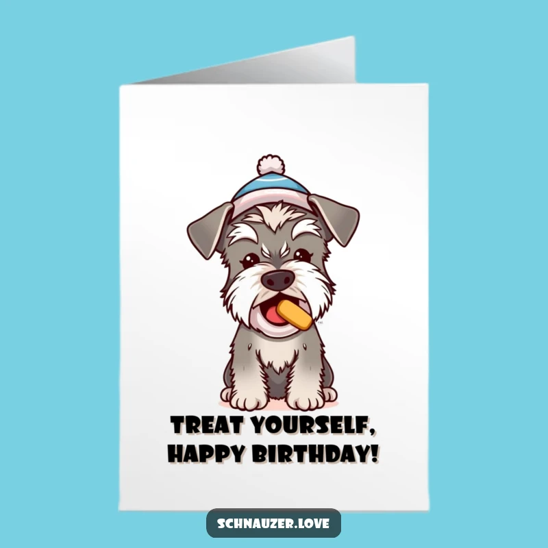 Free Printable Birthday Card: Hat Schnauzer Dog, Funny Downloadable Gift for Dog Lovers
