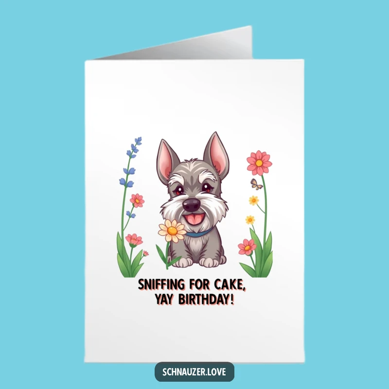 Free Printable Schnauzer Birthday Card: Funny Dog Lover Downloadable Gift for Him or Her